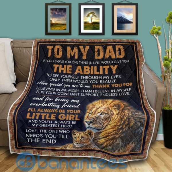 Lion Father And Baby Lion To My Dad Quilt Blanket Quilt Product Photo