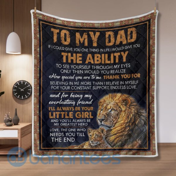 Lion Father And Baby Lion To My Dad Quilt Blanket Quilt Product Photo