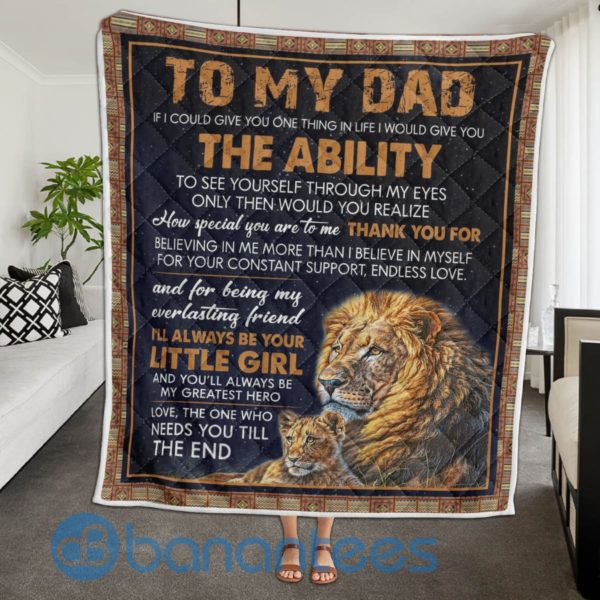 Lion Father And Baby Lion To My Dad Quilt Blanket Quilt Product Photo