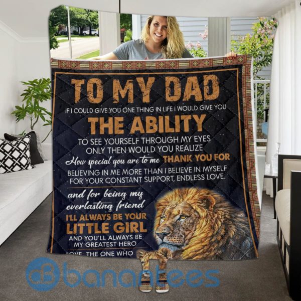 Lion Father And Baby Lion To My Dad Quilt Blanket Quilt Product Photo