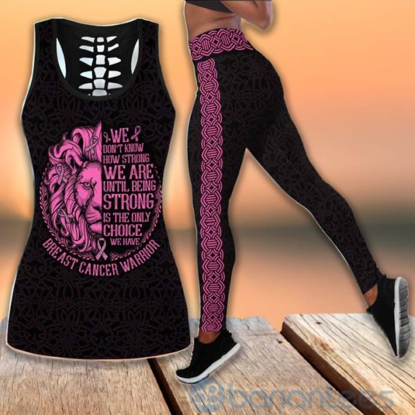 Lion Pink Ribbon Yoga Hollow Tank And Legging Outfit Product Photo