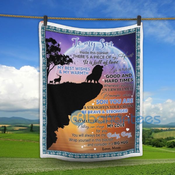 Lion To My Son I'll Always Be My Baby Boy Sherpa Blanket Product Photo