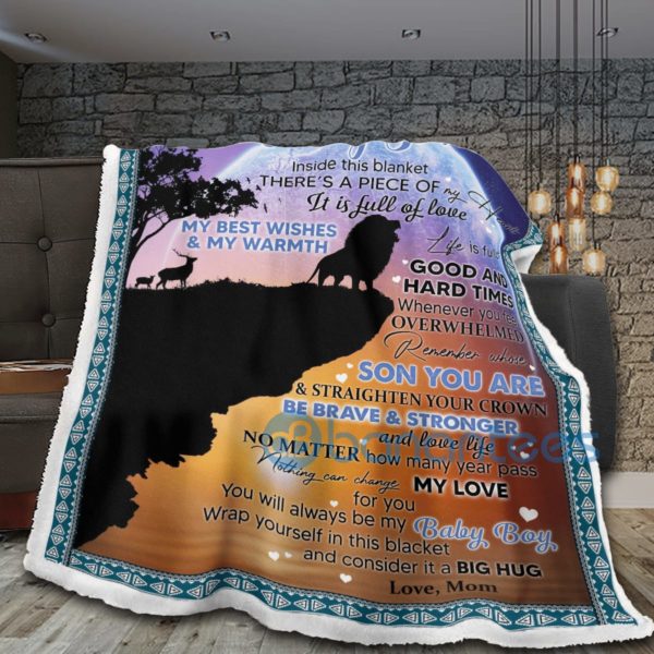 Lion To My Son I'll Always Be My Baby Boy Sherpa Blanket Product Photo