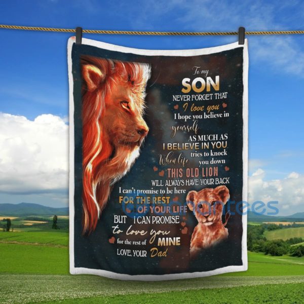 Lion To My Son Never Forget That I Love You Sherpa Blanket Product Photo