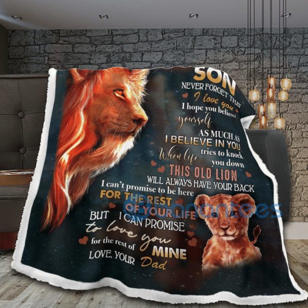 Lion To My Son Never Forget That I Love You Sherpa Blanket Product Photo