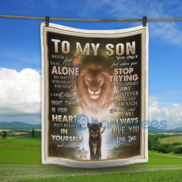 Lion To My Son You Only Fail When You Stop Trying Sherpa Blanket Product Photo