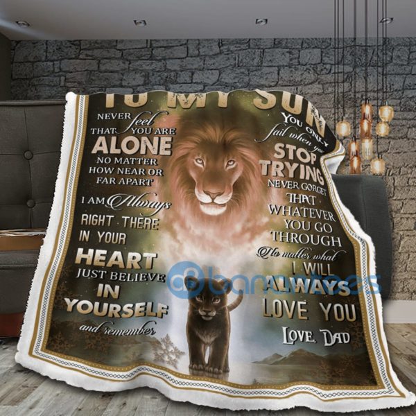 Lion To My Son You Only Fail When You Stop Trying Sherpa Blanket Product Photo
