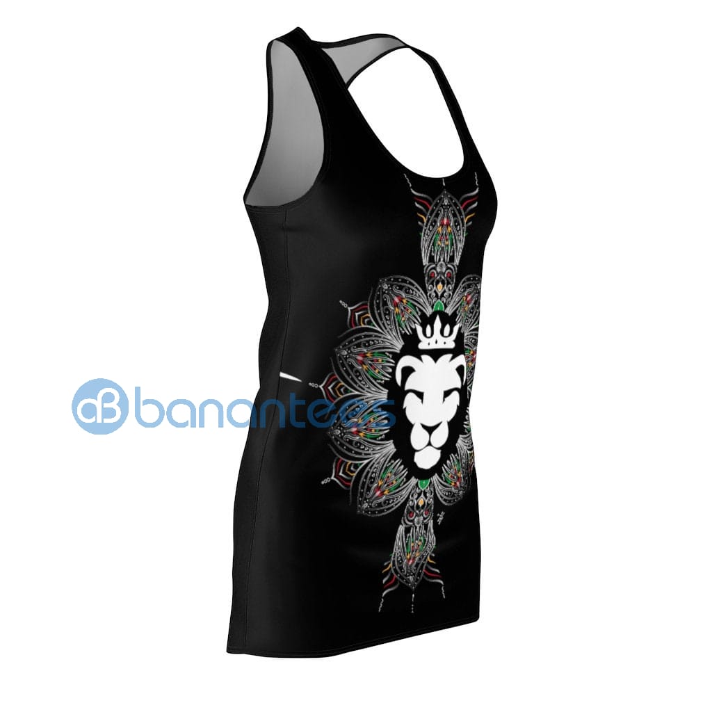 lioness-and-mandala-pattern-black-racerback-dress-1-9n4Ik.jpg Lioness And Mandala Pattern Black Racerback Dress Product Photo