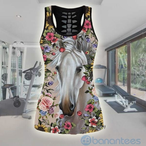Love Horse And Flower Tank Top Legging Set Outfit Product Photo