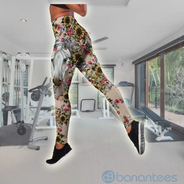 Love Horse And Flower Tank Top Legging Set Outfit Product Photo