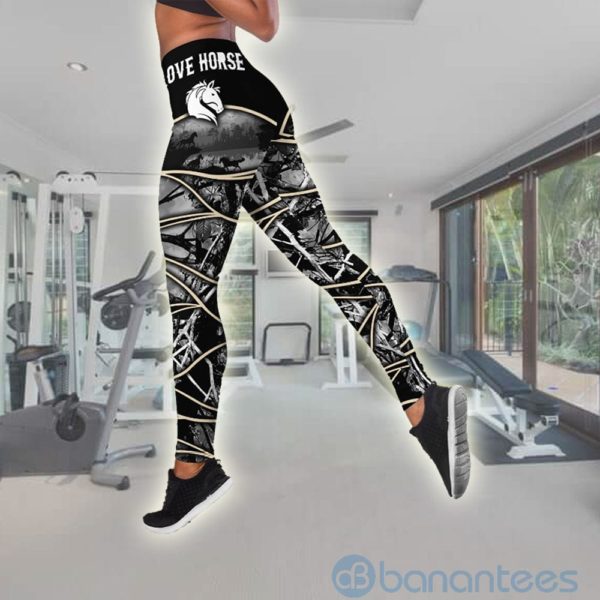 Love Horse Horse Hunting Hollow Tank Top Legging Set Outfit Product Photo