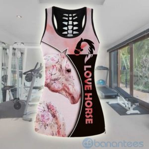Love Horse Pink Tank Top Legging Set Outfit Product Photo