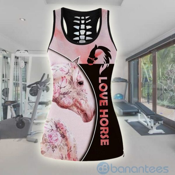 Love Horse Pink Tank Top Legging Set Outfit Product Photo
