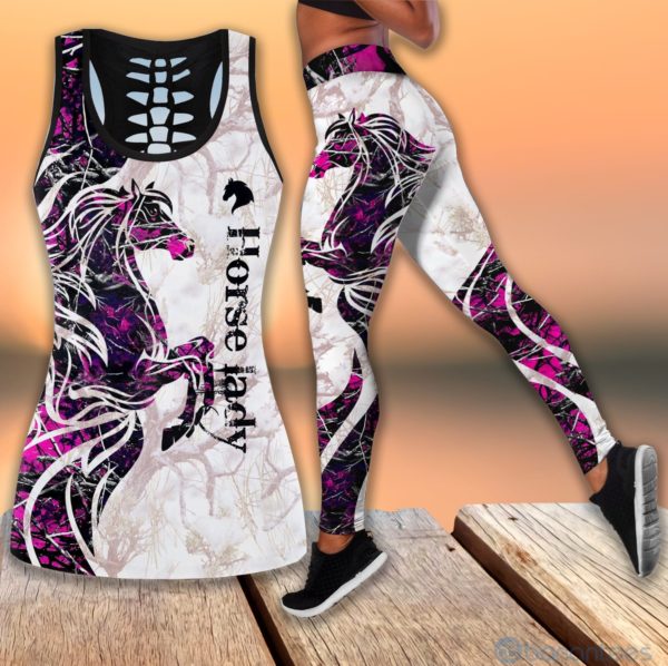 Love Horse Purple Tank Top Legging Set Outfit Product Photo