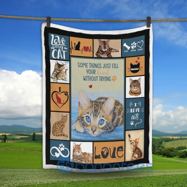 Love My Cat Some Thing Just Fill Your Heart Without Trying Sherpa Blanket Product Photo