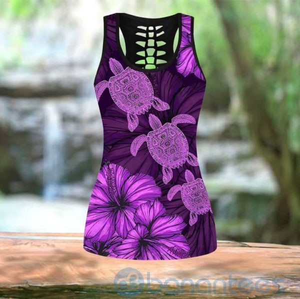 Lovely Purple Turtle Tank Top Legging Set Outfit Product Photo