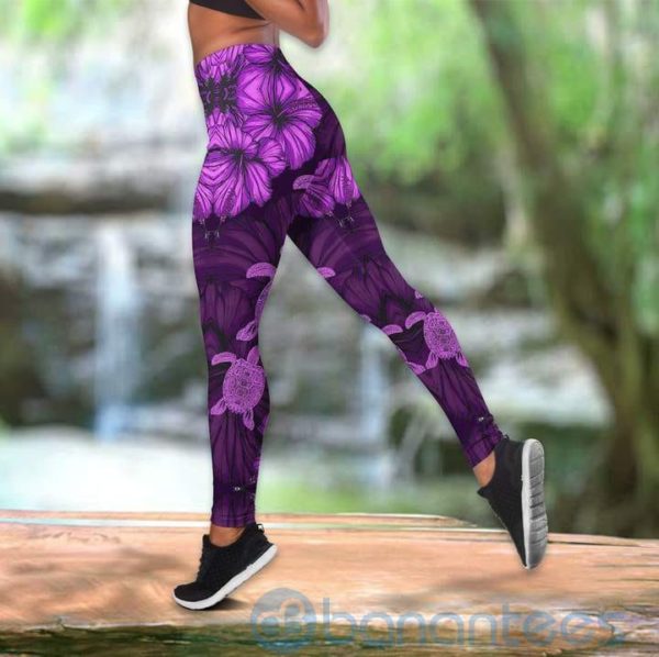 Lovely Purple Turtle Tank Top Legging Set Outfit Product Photo