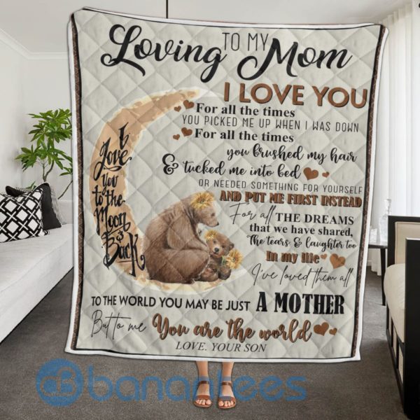 Loving Mom I Love You, Bear Quilt Blanket Product Photo
