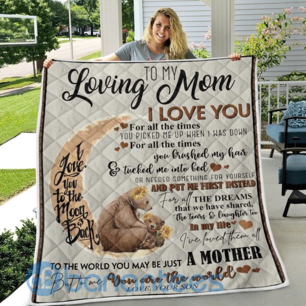 Loving Mom I Love You, Bear Quilt Blanket Product Photo