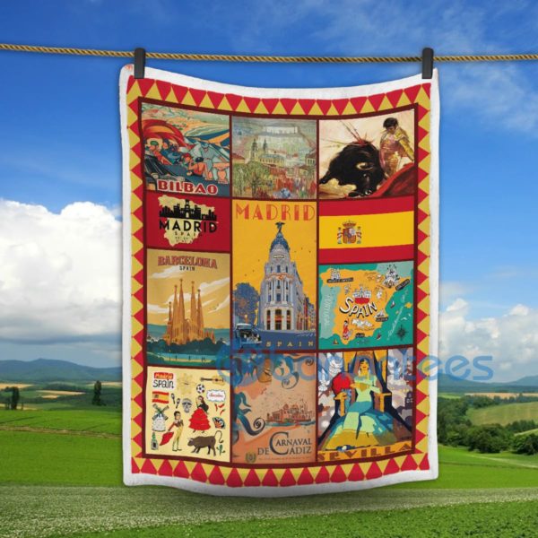 Madrid Spain Art Design Sherpa Blanket Product Photo
