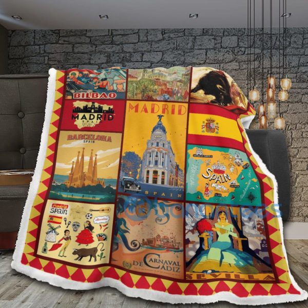 Madrid Spain Art Design Sherpa Blanket Product Photo