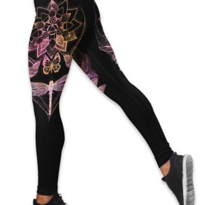 Magic Lotus Yoga Dragonfly Hollow Tank And Legging Outfit Product Photo