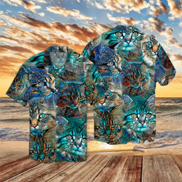 Maine Coon Cat Shirt Mysterious Cat Hawaiian Shirt Summer Hawaiian Product Photo