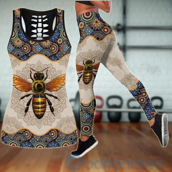 Mandala Bee Lover Hollow Tank And Legging Outfit Product Photo