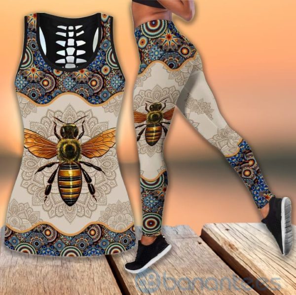 Mandala Bee Lover Hollow Tank And Legging Outfit Product Photo