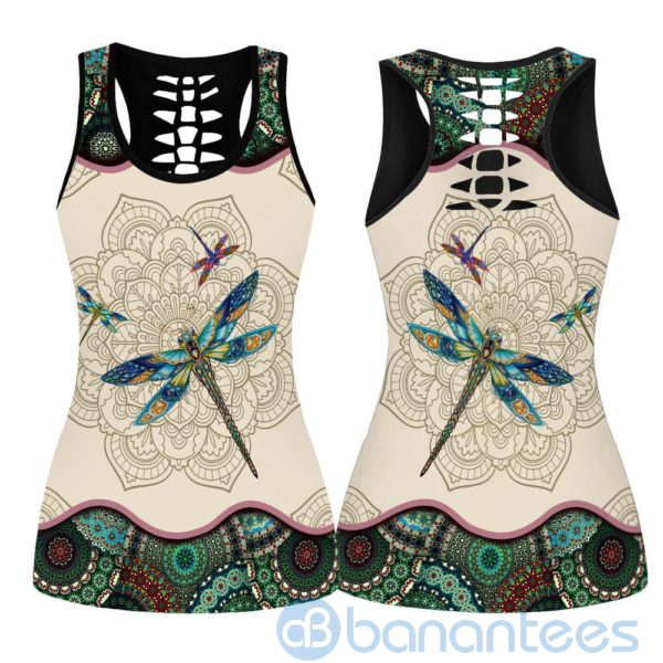 Mandala Dragonfly Yoga Hollow Tank And Legging Outfit Product Photo