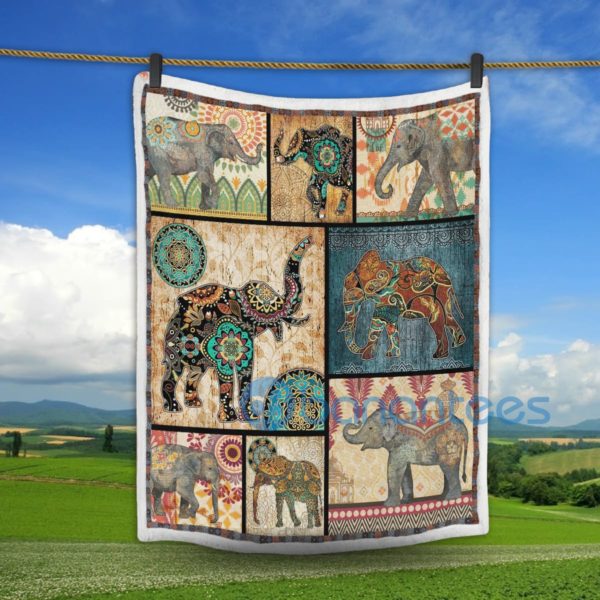 Mandala Elephant Art Sherpa Blanket Product Photo