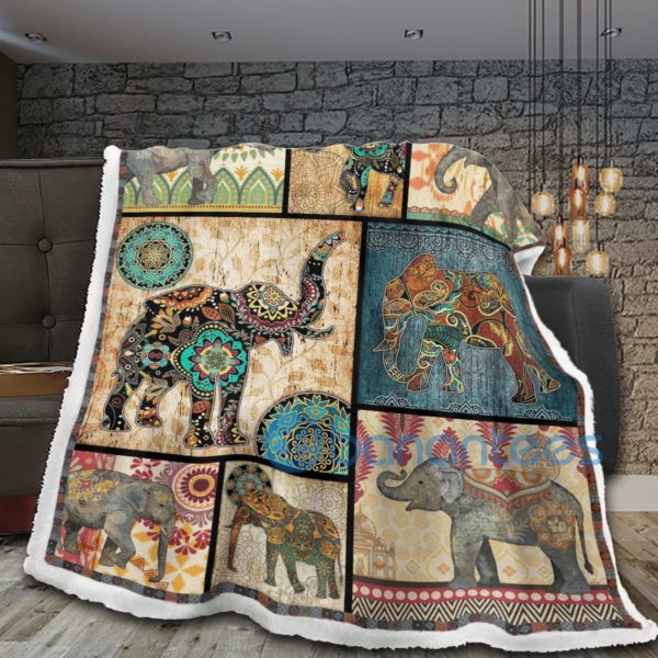Mandala Elephant Art Sherpa Blanket Product Photo