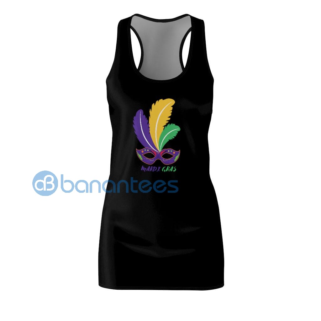 mardi-gras-feather-mask-racerback-dress-for-women-1-hJdu3.jpg Mardi Gras Feather Mask Racerback Dress For Women Product Photo