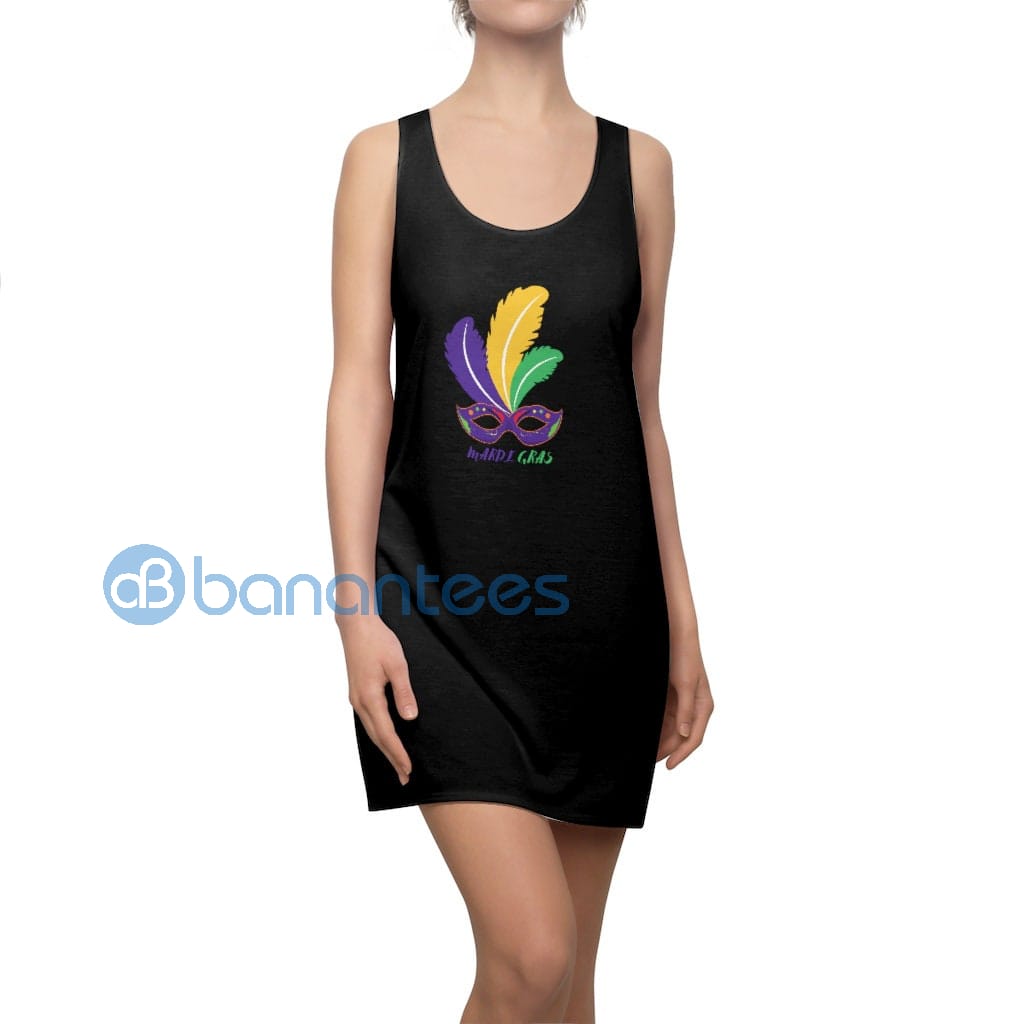 mardi-gras-feather-mask-racerback-dress-for-women-5-FHCaf.jpg Mardi Gras Feather Mask Racerback Dress For Women Product Photo