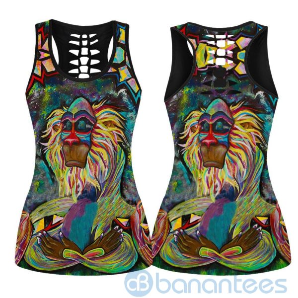 Meditating Rafiki Yoga Hollow Tank And Legging Outfit Product Photo