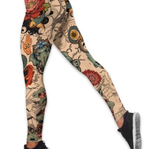 Meditation Tattooed Lotus Yoga Hollow Tank And Legging Outfit Product Photo