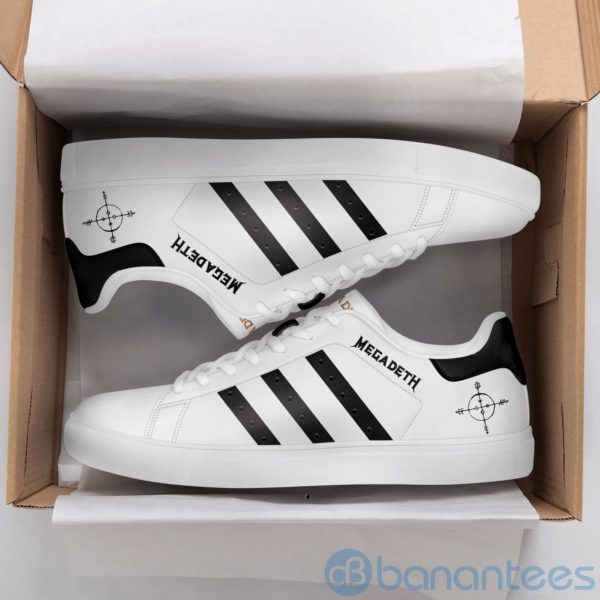 Megadeth Black Striped White Low Top Skate Shoes Product Photo