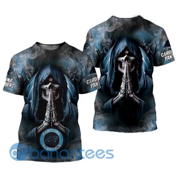 Men's Carolina Panthers Background Skull Smoke 3D T Shirt Product Photo