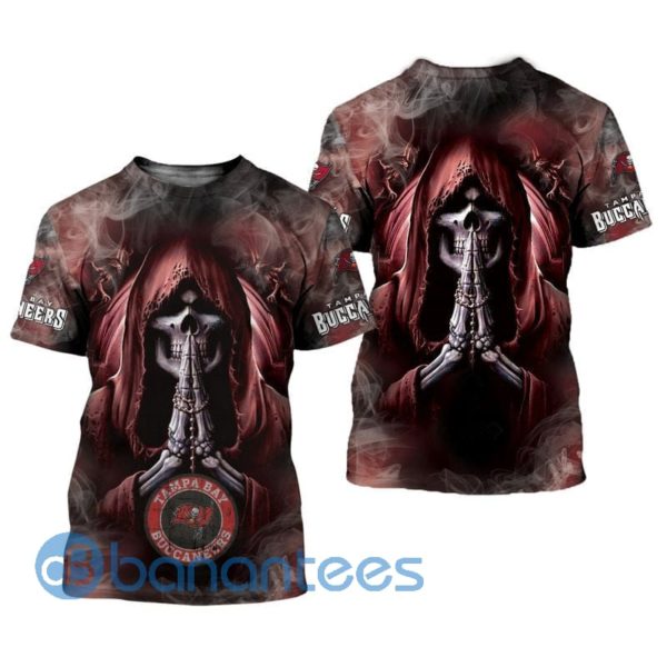 Men's Tampa Bay Buccaneers Background Skull Smoke 3D T Shirt Product Photo