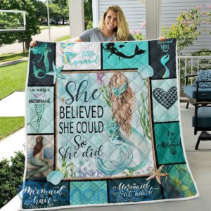 Mermaid She Believed She Could So She Did Quilt Blanket Product Photo