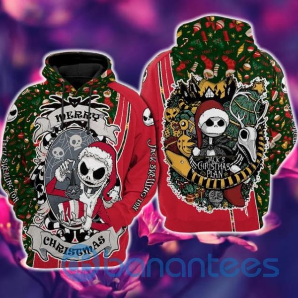Merry Christmas Jack Skellington Over Print 3D Hoodie Product Photo