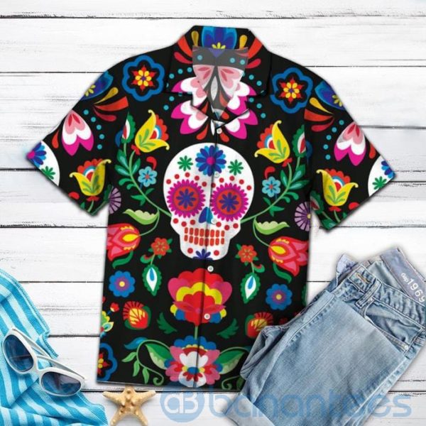 Mexican Sugar Skull Tropical Hawaiian Shirt Product Photo