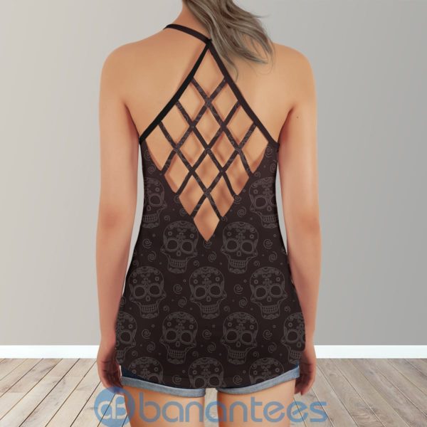 Mexico Girl Sugar Skull Yoga Fitness Criss Cross Tank Top Product Photo