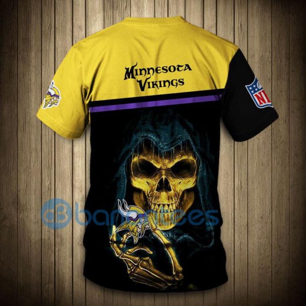 Minnesota Vikings Tee Shirts 3D Hand Skull For Men And Women - Freedomdesign