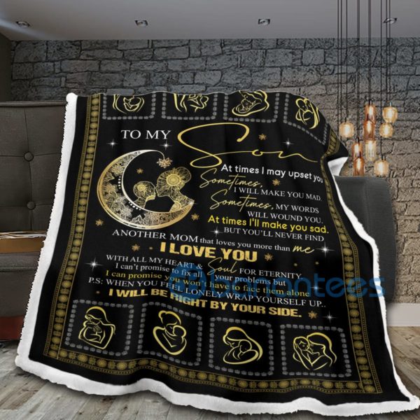 Mom And Baby To My Son I'll Be Right By Your Side Sherpa Blanket Product Photo