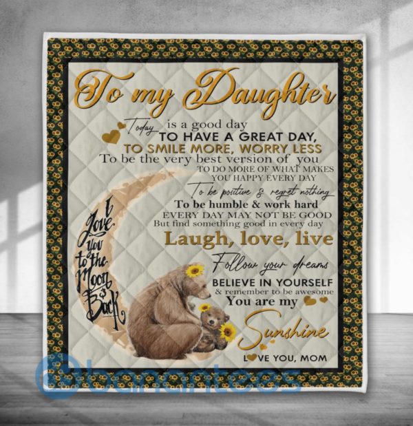 Mom To Daughter Bear Quilt Blanket Product Photo