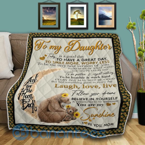 Mom To Daughter Bear Quilt Blanket Product Photo