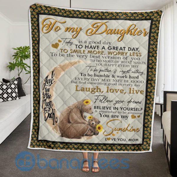 Mom To Daughter Bear Quilt Blanket Product Photo