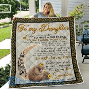 Mom To Daughter Bear Quilt Blanket Product Photo