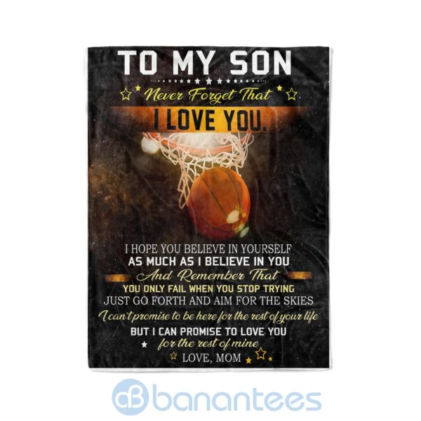 Mom To Son I Hope You Believe In Yourself Fleece Basketball Blanket Product Photo